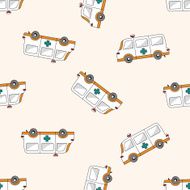 transportation ambulance cartoon seamless pattern background N4