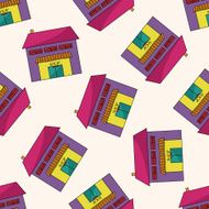 Building cartoon seamless pattern background N33
