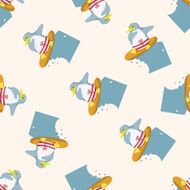 animal pengiun summer cartoon seamless pattern background