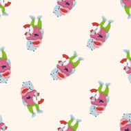 animal fish summer cartoon seamless pattern background