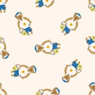 animal bear summer cartoon seamless pattern background