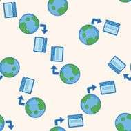 Computer-related desktop icon cartoon seamless pattern background N107
