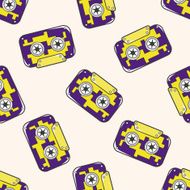 Audiotape cartoon seamless pattern background N36