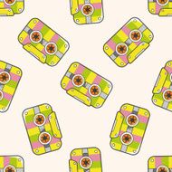 Audiotape cartoon seamless pattern background N37