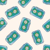 Audiotape cartoon seamless pattern background N38