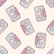 Audiotape cartoon seamless pattern background N39