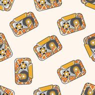 Audiotape cartoon seamless pattern background N40