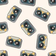 Audiotape cartoon seamless pattern background N41