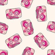Audiotape cartoon seamless pattern background N43