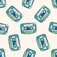 Audiotape cartoon seamless pattern background N44