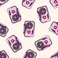 Audiotape cartoon seamless pattern background N45