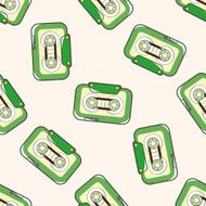 Audiotape cartoon seamless pattern background N46