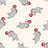 animal seadog summer cartoon seamless pattern background