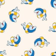 animal dolphin summer cartoon seamless pattern background