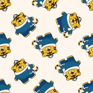 animal tiger winter cartoon seamless pattern background