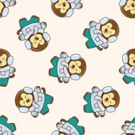 animal monkey winter cartoon seamless pattern background