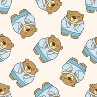 animal bear winter cartoon seamless pattern background N2