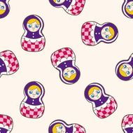Matryoshka Russian traditional wooden doll cartoon seamless pattern background N76