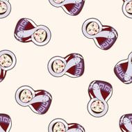 Matryoshka Russian traditional wooden doll cartoon seamless pattern background N80