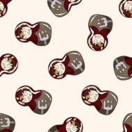 Matryoshka Russian traditional wooden doll cartoon seamless pattern background N83
