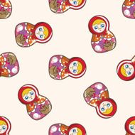 Matryoshka Russian traditional wooden doll cartoon seamless pattern background N85