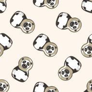 Matryoshka Russian traditional wooden doll cartoon seamless pattern background N86