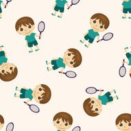 tennis player cartoon seamless pattern background N11