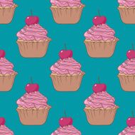 cupcake seamless vector pattern