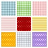 Set of polka dots and tartan patterns