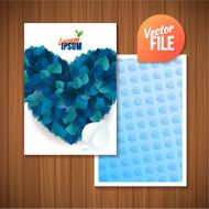Spring background card with blue leaf heart