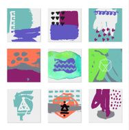 Set of 9 creative universal cards Hand Drawn textures Anniversary N2