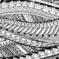 Asian ethnic doodle black and white pattern in vector
