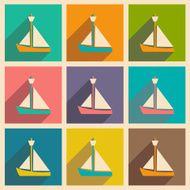Flat with shadow icon and mobile applacation yacht N2