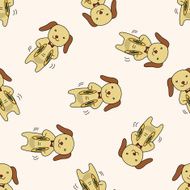 animal dog playing instrument cartoon seamless pattern background N9