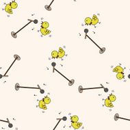 animal bird playing instrument cartoon seamless pattern background N3