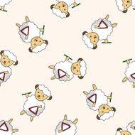 animal sheep playing instrument cartoon seamless pattern background N3
