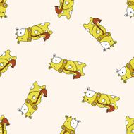 animal cow playing instrument cartoon seamless pattern background