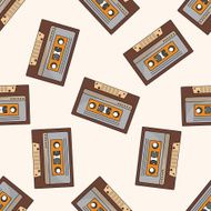 Audiotape cartoon seamless pattern background N47