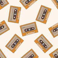 Audiotape cartoon seamless pattern background N48