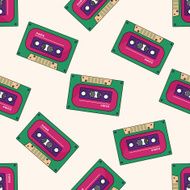 Audiotape cartoon seamless pattern background N49
