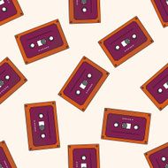 Audiotape cartoon seamless pattern background N50
