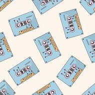 Audiotape cartoon seamless pattern background N51