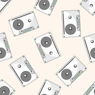 Audiotape cartoon seamless pattern background N52