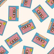 Audiotape cartoon seamless pattern background N53