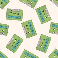Audiotape cartoon seamless pattern background N54