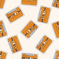Audiotape cartoon seamless pattern background N57