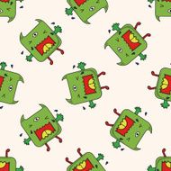 monster cartoon seamless pattern background N40