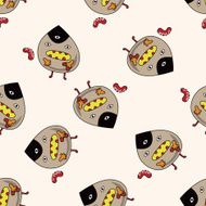 monster cartoon seamless pattern background N43