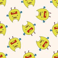 monster cartoon seamless pattern background N46