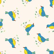 bird cartoon seamless pattern background N58